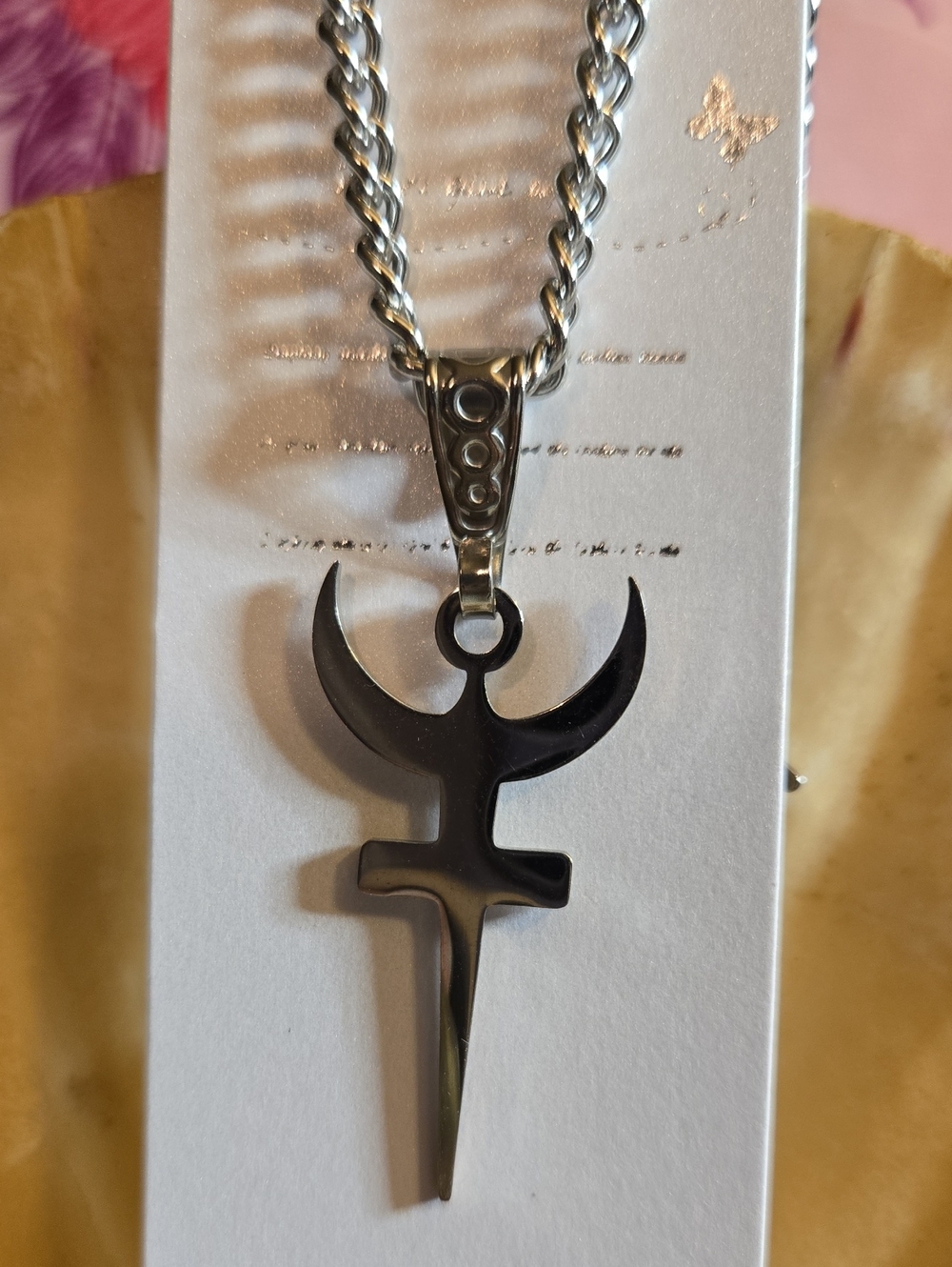 Stainless Steel Pluto Hades Glyph Pendant Necklace